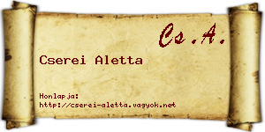 Cserei Aletta névjegykártya